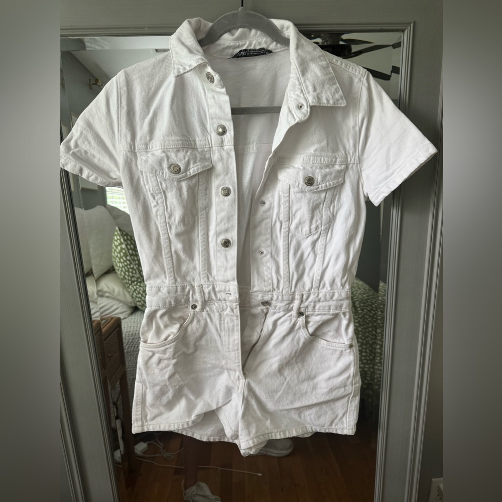 zara denim romper